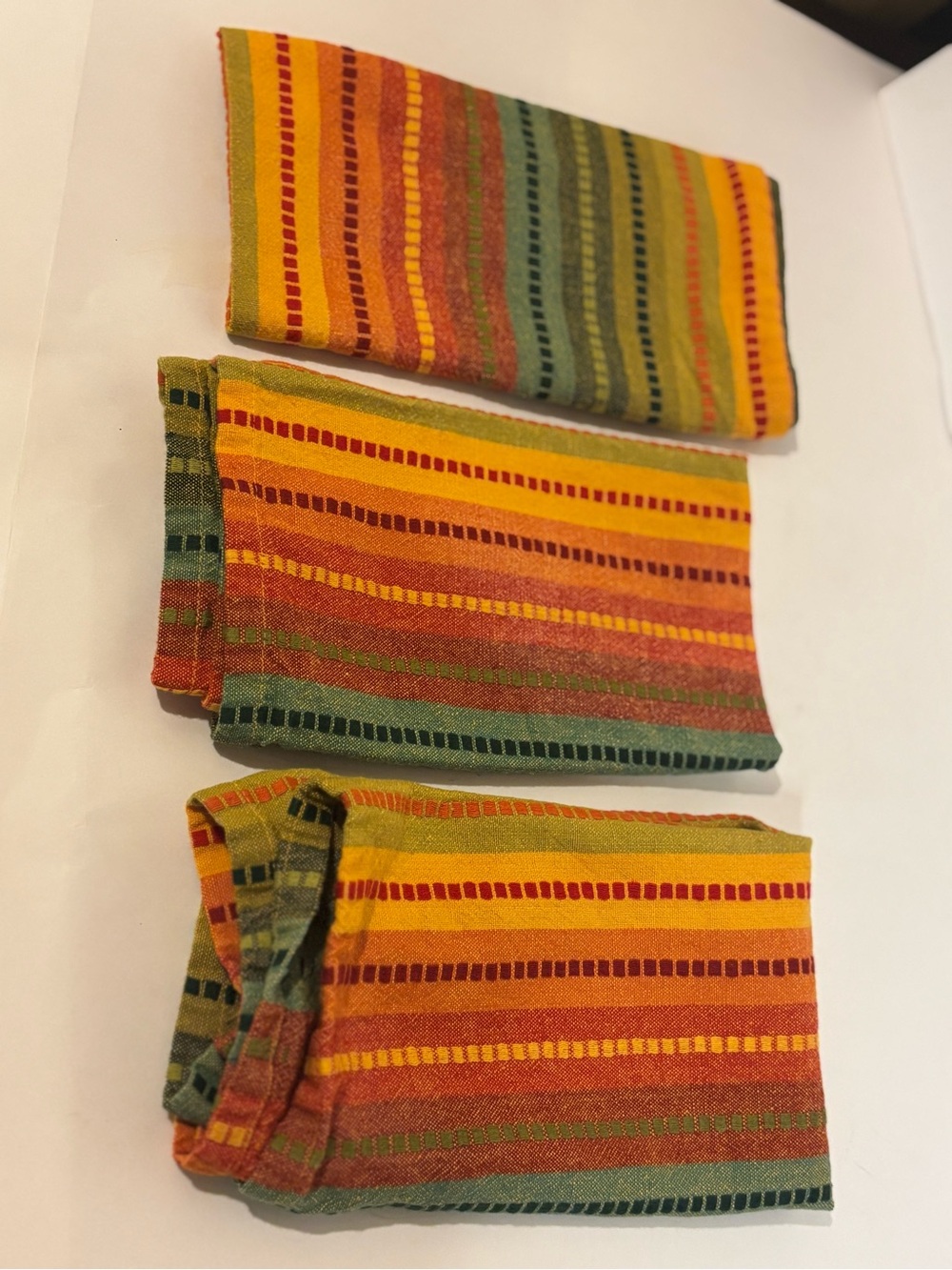Pier 1 Striped Cotton Napkins in Yellow, Orange, Green, Red